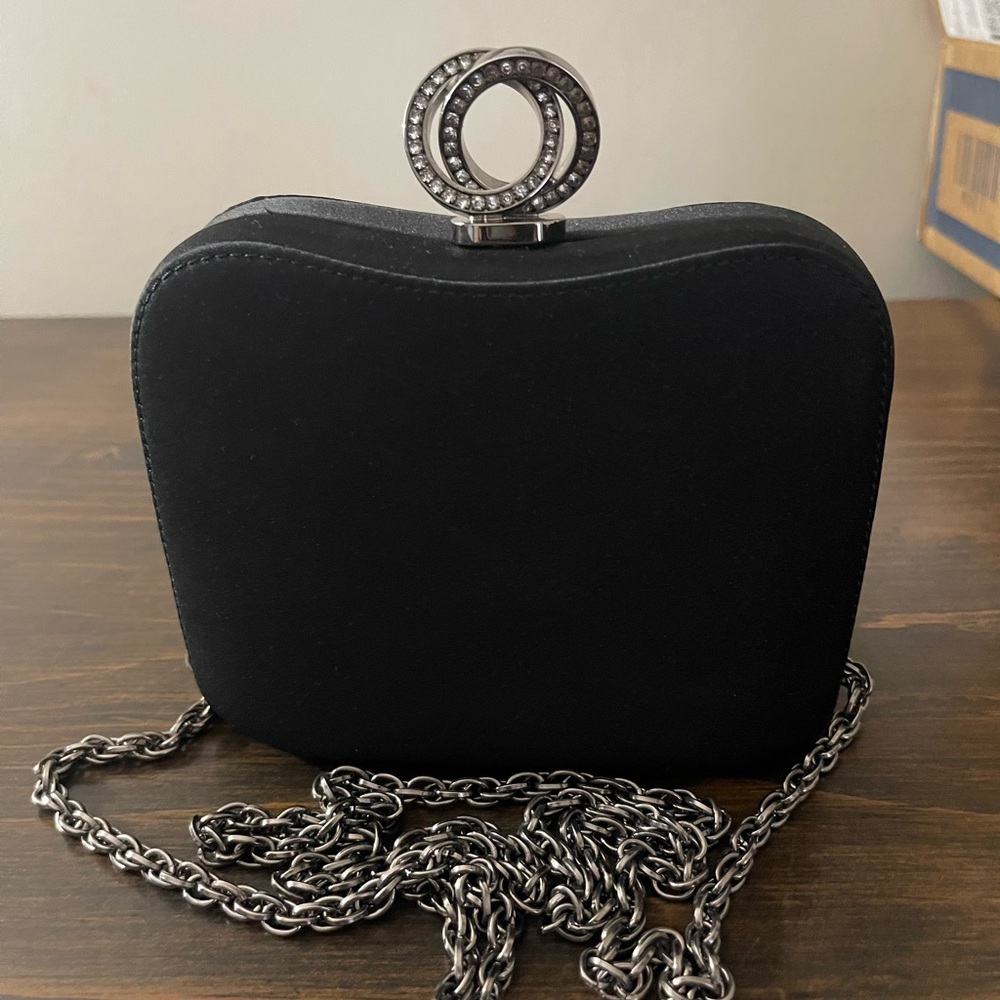 RODO VNTG BLACK SILK EVENING CLUTCH/SHOULDER BAG ! ITALY ! Pre-owned !